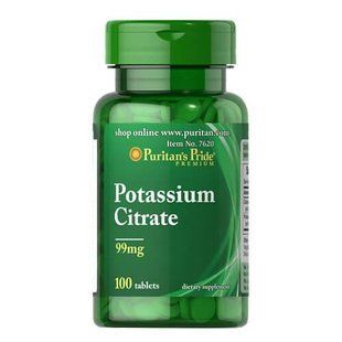 Калій у формі цитрату калію, термін 30.05.2025, Puritan's Pride Potassium Citrate 99 mg 100 табл 007620 фото