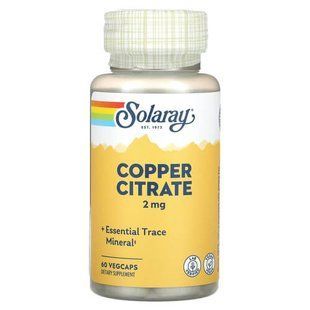 Solaray Copper Citrate 2 mg 60 рослинних капсул SOR-04596 фото