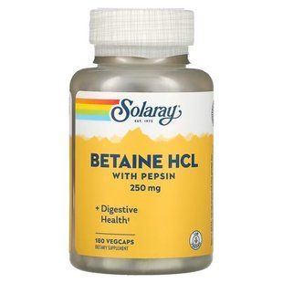 Solaray Betaine HCL with Pepsin 250 mg 180 рослинних капсул SOR-04816 фото