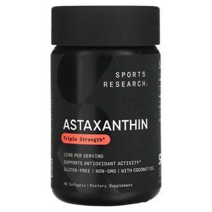 Sports Research Astaxanthin Triple Strength 12 mg 60 рідких капсул SRE-01256 фото