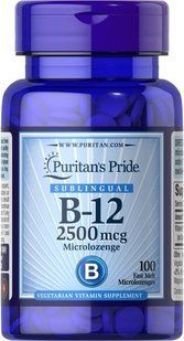 Puritan's Pride Vitamin B-12 2500 mcg Sublingual 100 смоткальних таблеток 3861 фото
